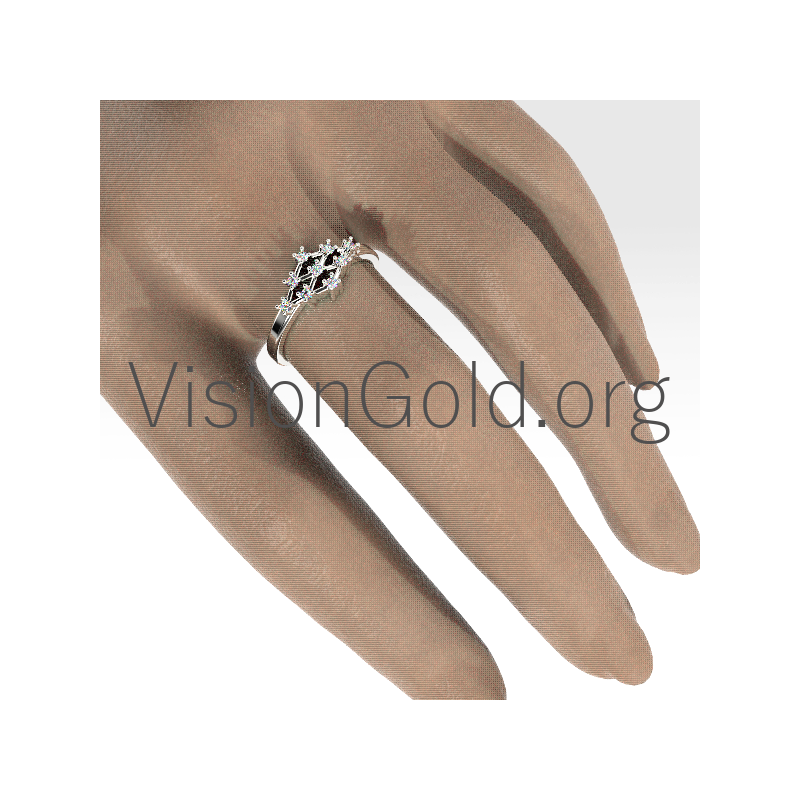 Gold Ring With Diamonds-Womens Rings 0672