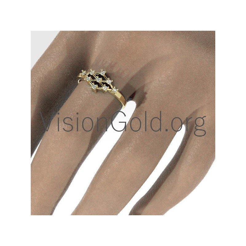 Gold Ring With Diamonds-Womens Rings 0672