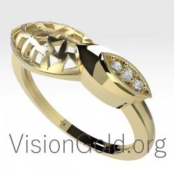 Goldring mit Mustern und Diamanten 0670