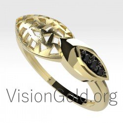 Goldring mit Mustern und Diamanten 0670