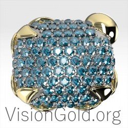 Pave Flower Ring With Zircon Stones 0683