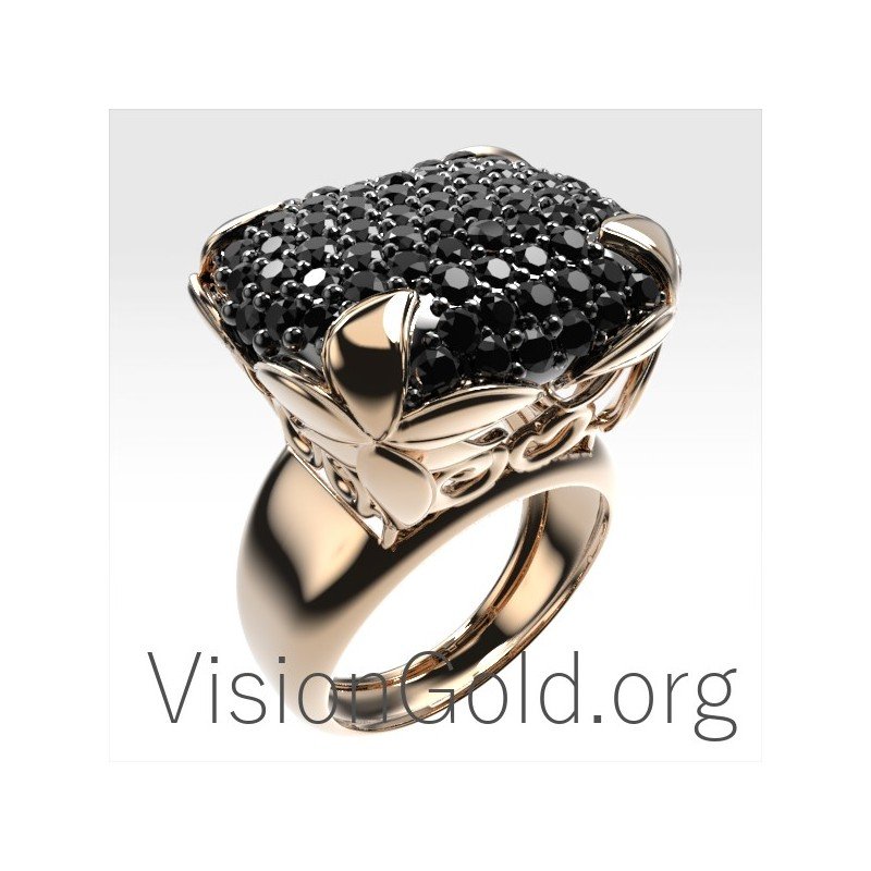 Pave Flower Ring With Zircon Stones 0683