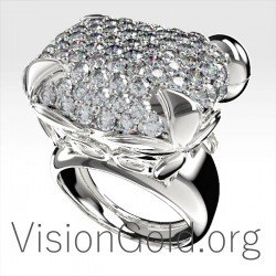 Pave Flower Ring With Zircon Stones 0683