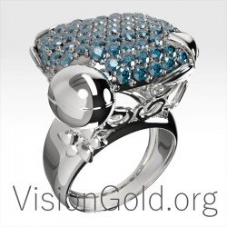 Pave Flower Ring With Zircon Stones 0683