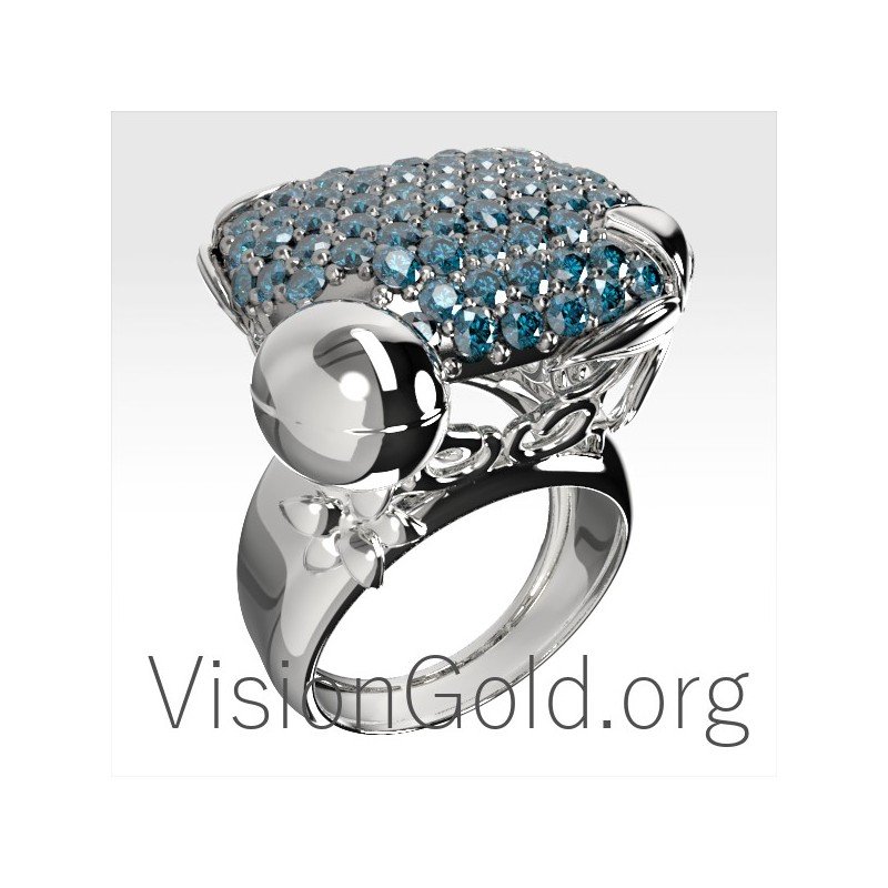 Pave Flower Ring With Zircon Stones 0683