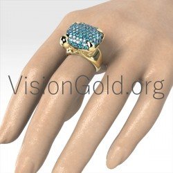 Pave Flower Ring With Zircon Stones 0683