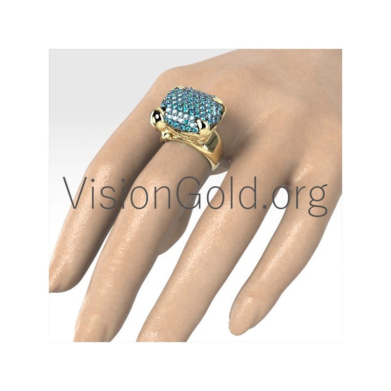 Pave Flower Ring With Zircon Stones 0683