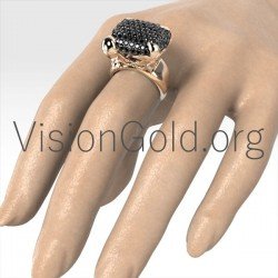 Pave Flower Ring With Zircon Stones 0683