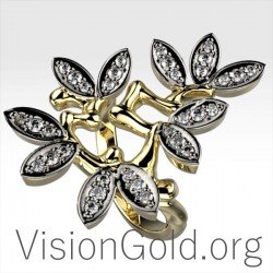 Ring aus Gold-Weißgold mit Diamanten 0687