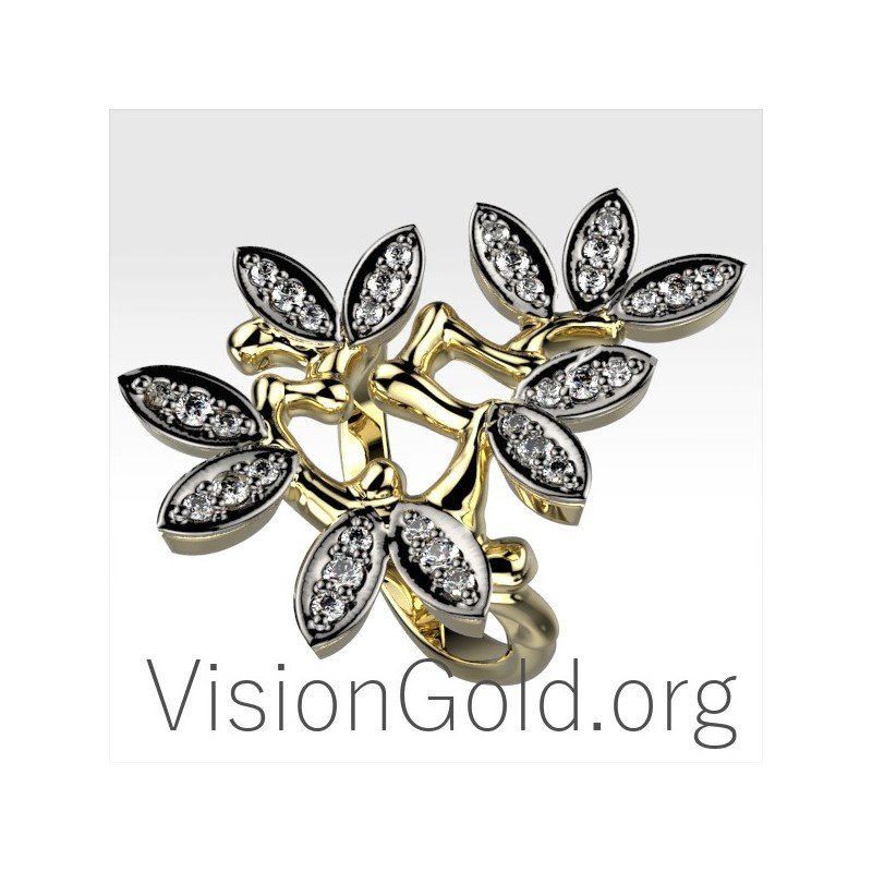 Ring aus Gold-Weißgold mit Diamanten 0687