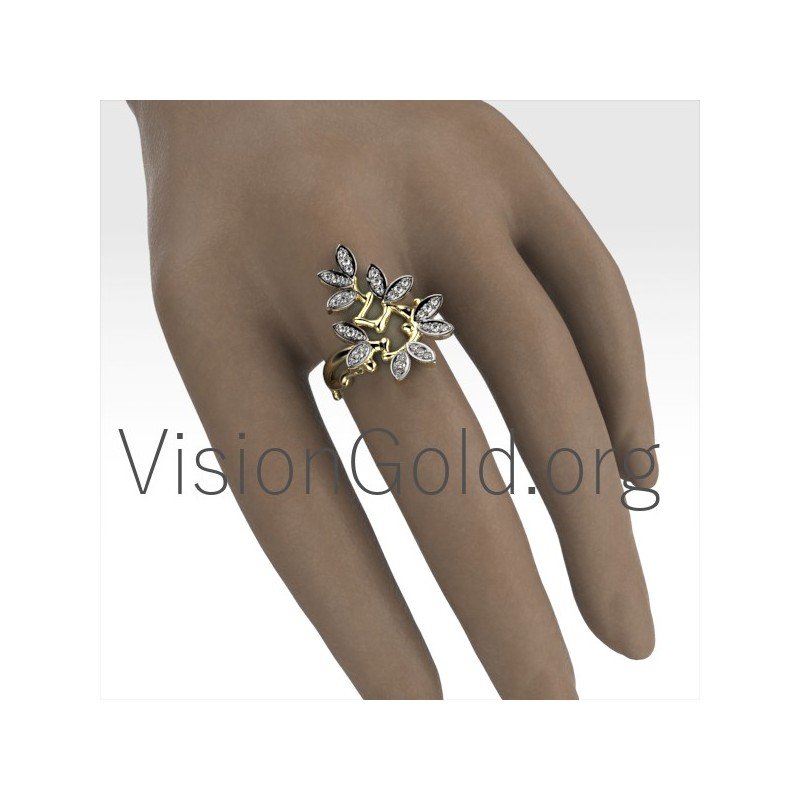 Ring aus Gold-Weißgold mit Diamanten 0687