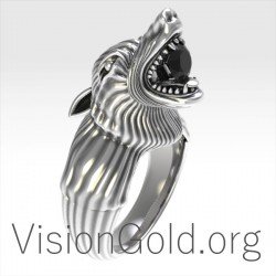 Anillo Lobo Hombre Plata 0152