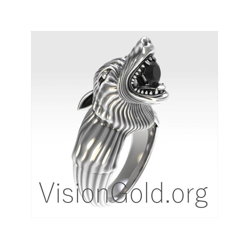 Anillo Lobo Hombre Plata 0152