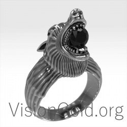 Men's Sterling Silver Wolf Ring 0152