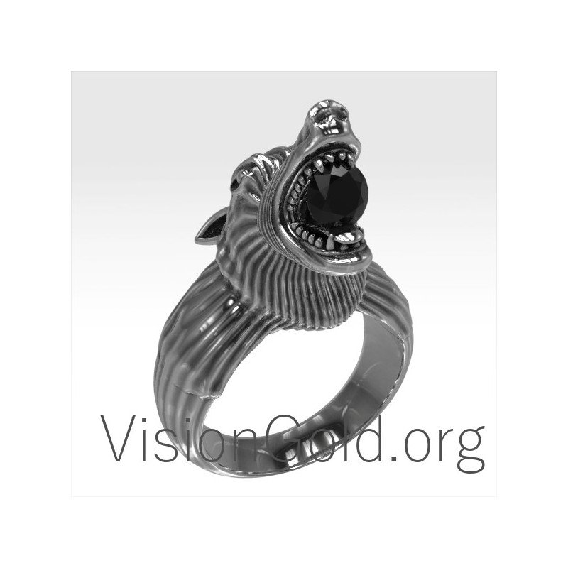 Anillo Lobo Hombre Plata 0152