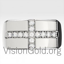 Χρυσο Ανδρικο Δαχτυλιδι Σταυρος Με Πετρες 0153