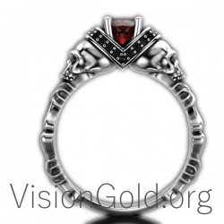 Anillo Calavera Hombre Plata Con Piedra 0156