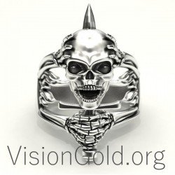 Anillo Calavera Hombre Plata 0157