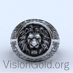 Кольцо с печаткой льва для мужчин,Детальное кольцо с печаткой