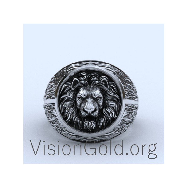 Anillo de hombre con símbolo de león 0159