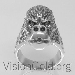 Silberner Gorilla-Ring für Männer 0161