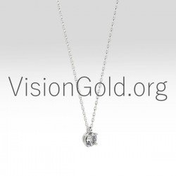 Κολιε Μονοπετρο Κ18 Λευκοχρυσο Με Διαμαντι 0002