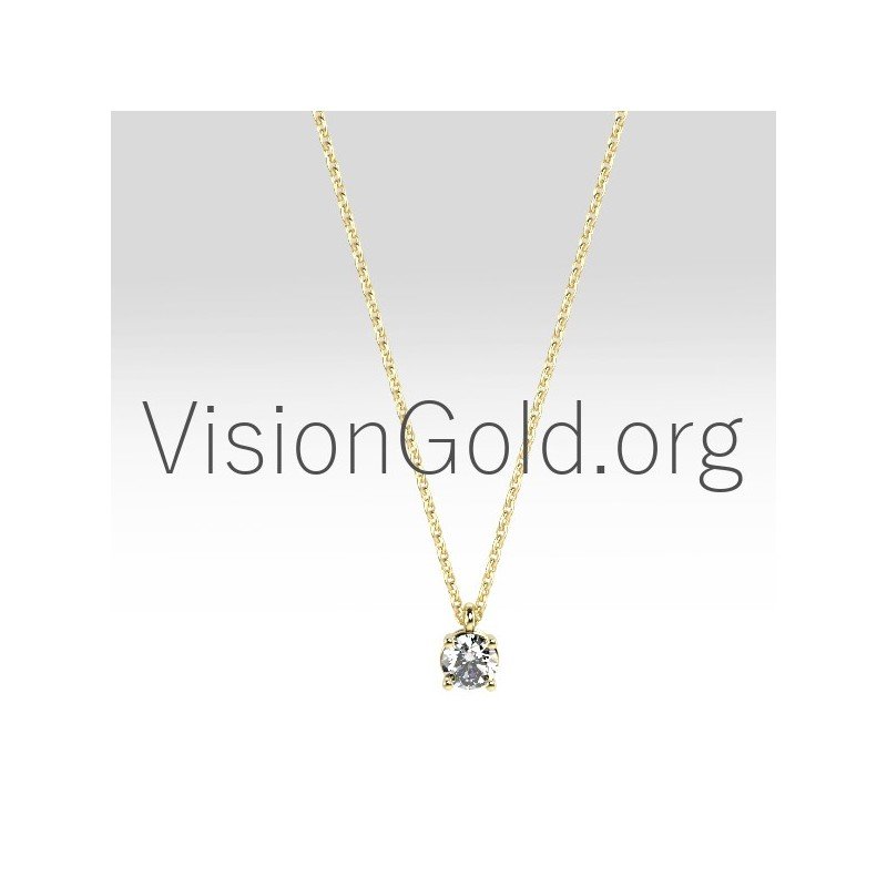 Collar Monostone Oro Blanco K18 Con Diamante 0002