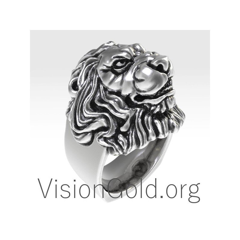 Unique Sterling Silver Men's Lion Rings 0166