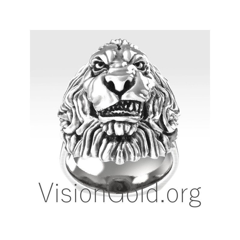Unique Sterling Silver Men's Lion Rings 0166