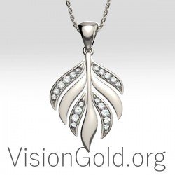 Γυναικειο Κολιε Φυλο  Με Ζιργκον Πετρες 0374