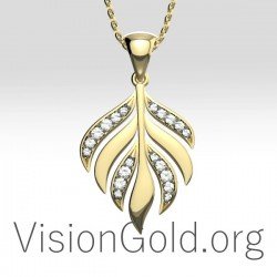 Γυναικειο Κολιε Φυλο  Με Ζιργκον Πετρες 0374