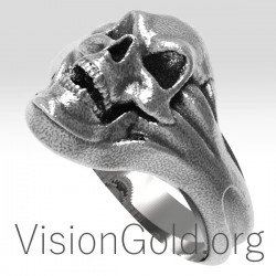 Biker Skull Ring for Men-Skull and Biker Ring Death Head Ring 0169