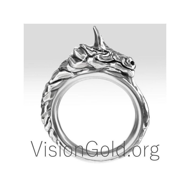 Unique Handcrafted Silver Men's Dragon Rings 0172