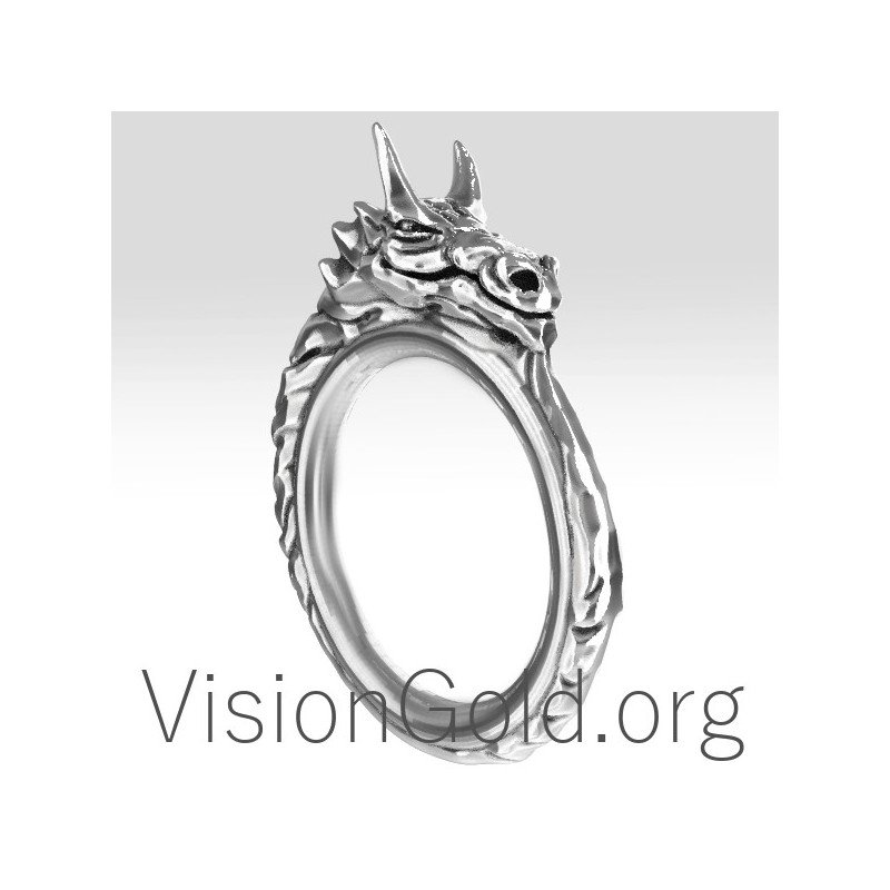 Unique Handcrafted Silver Men's Dragon Rings 0172