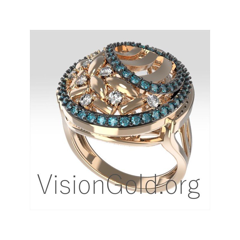 Anillo de mujer de oro con diamantes 0692