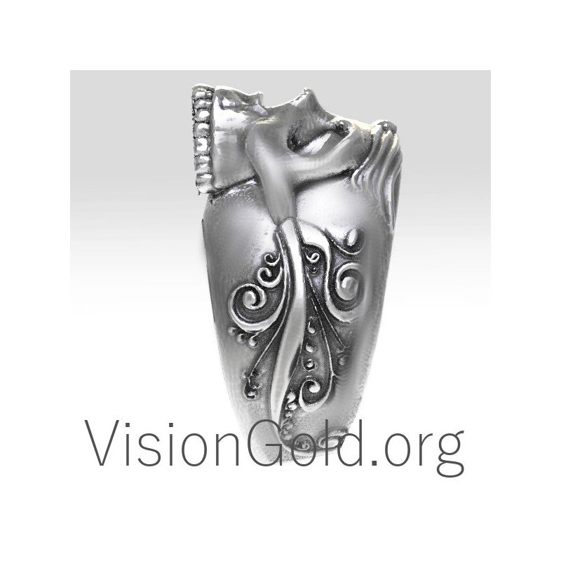 Anillo de calavera tallada a mano para hombre 0178