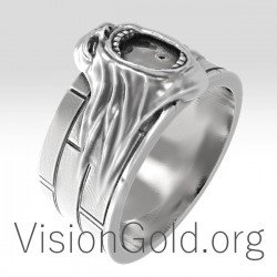 Χειροποίητο ασημένιο 925 ανδρικό δαχτυλίδι ροκ The Wall Pink Floyd 0181