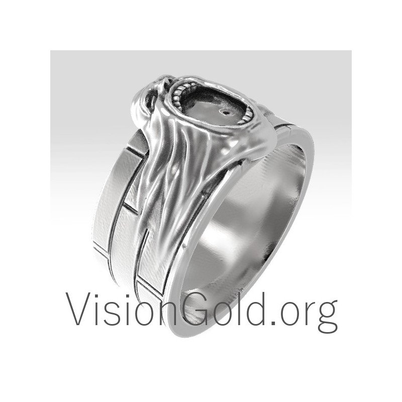 Χειροποίητο ασημένιο 925 ανδρικό δαχτυλίδι ροκ The Wall Pink Floyd 0181