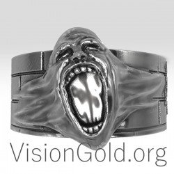 Χειροποίητο ασημένιο 925 ανδρικό δαχτυλίδι ροκ The Wall Pink Floyd 0181