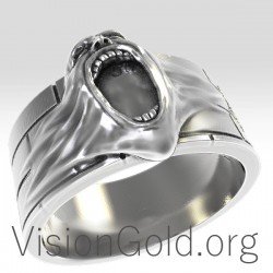 Χειροποίητο ασημένιο 925 ανδρικό δαχτυλίδι ροκ The Wall Pink Floyd 0181