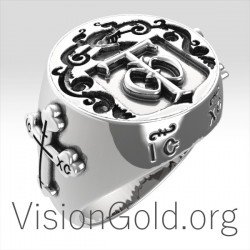 Мужское кольцо из христианского Гроба Господня ручной работы из стерлингового серебра 925 пробы 0195