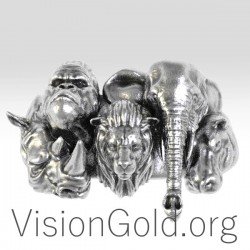 Μοναδικο Ασημενιο Ανδρικο Δαχτυλιδι Welcome To The Jungle 0187