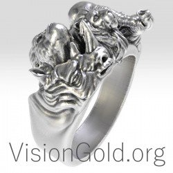 Anillo exclusivo de plata para hombre Welcome To The Jungle 0187