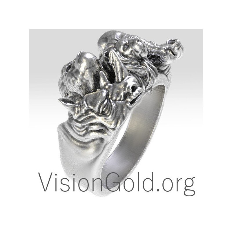 Anillo exclusivo de plata para hombre Welcome To The Jungle 0187