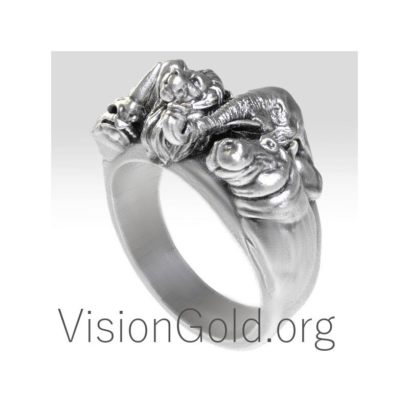 Unique Mens Ring Mens Lion Ring Handmade Mens Ring Silver Man Jewelry Rings For Men Animal Black Hand Men's Cool Design 0187