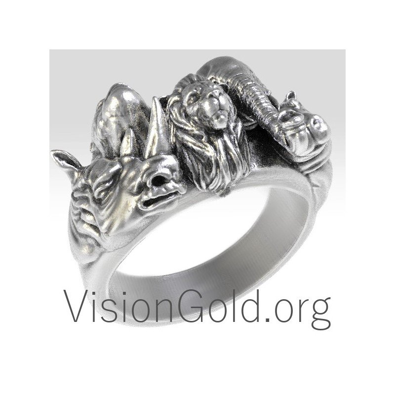 Anillo exclusivo de plata para hombre Welcome To The Jungle 0187