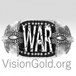 Уникальное винтажное мужское кольцо ручной работы из серебра 925 пробы с воинами 0191