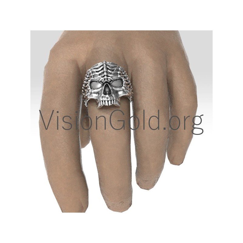 Biker Ring-Skull Ring-Mens Biker Skull Ring-Silver Skull-Sugar Skull Ring-Perfect Skull-Ring with Skull 0192