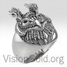 Cool Unisex Fun Vintage Detailed Large Statement Jewellery Owl Ring Sterling Silver 0194