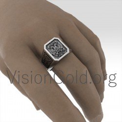 Anillo de Plata Hombre con Águila Bicéfala y San Jorge 0199